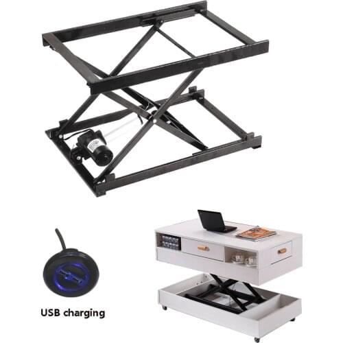 Smart living room home electric lifting iron frame fold wall table bracket electric lifting coffee table dining table