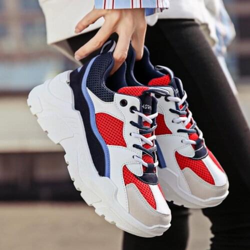 Chunky Running Shoes for Women Platform Sport Shoes Sports Sneakers Womens Sneakers 2021 White Red Fitness Chausure Femme B-625