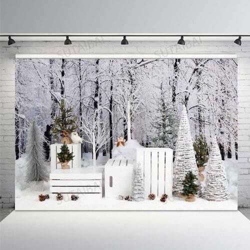 Winter Backdrops for Photography White Snow Outdoor Scene Holiday Party Christmas Photo Background Photography for Photo Studio