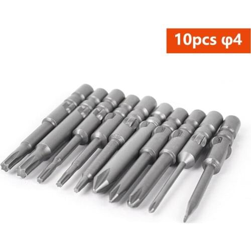 10Pcs 4MM Magnetic Srewdriver Bits Cross Electric Batch Head Alloy Steel Material Multi-standard Cross Phillips Hex Batch Tips