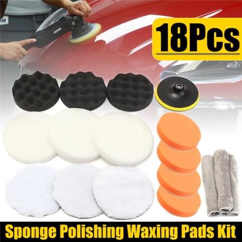 18Pcs/Set 6/7 inch Buffing Sponge Polishing Foam Pad For Car Removes Scratches Compound Polishing M14 Thread Wool Buffing Pad