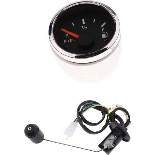 2'' 52mm Car Fuel Level Gauge Meter w/ Fuel Sensor E-1/2-F Pointer Indicator