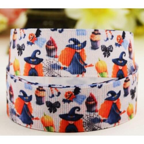 22mm 25mm 38mm 75mm Ruban satin Halloween printed Grosgrain Ribbon Hair Accessories party decoration 10 Yards X-02724