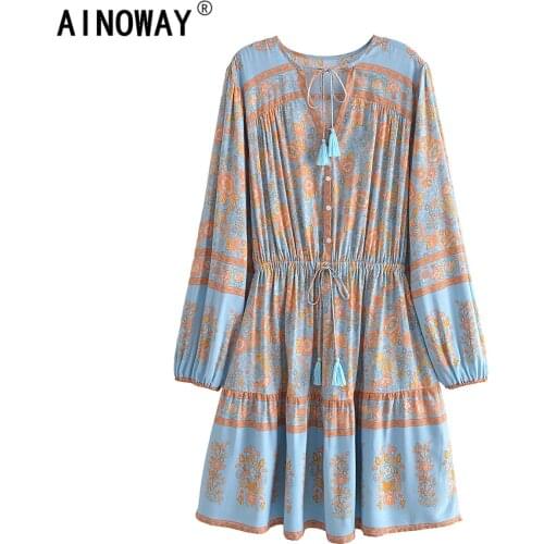 Голубые летние платья Ainoway China At AliExpress