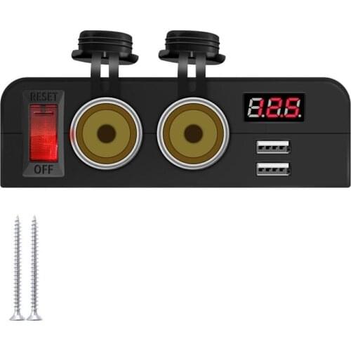 AOC4100 3-in-1 Cigarette Lighter Socket & USB Car Charger & Voltmeter Multi-function Cigarette Lighter Female Socket