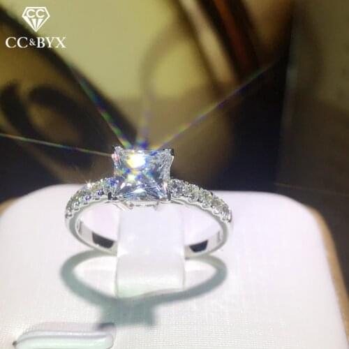 CC Women Rings 925 Silver Cubic Zirconia Square Stone Wedding Engagement Bridal Bijoux Simple Ladies Jewelry Drop Shipping CC631