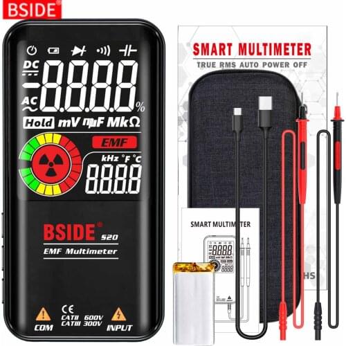 BSIDE S20 Digital Multimeter 9999 Counts Automatic Range Voltmeter DC AC Voltage Capacitance Ohm Diode NCV Hz EMF Detector