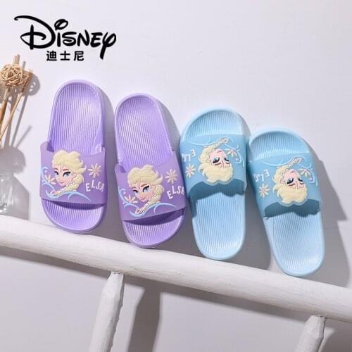 Disney elsa childrens slippers girls frozen boys car indoor non-slip home parent-child kids cute cartoon outside beach shoes