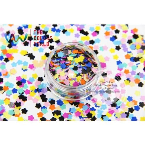 FH4-270 Mix Colors Flowers shapes solvent resistant Glitter for nail art nail gel nail polish makeup and DIY decoration