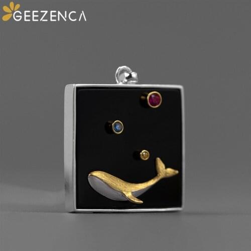 GEEZENCA STORE 925 Sterling Silver Whale Agate Zircon Pendant For Women Vintage Gorgeous Aesthetic Pendants Without Chain