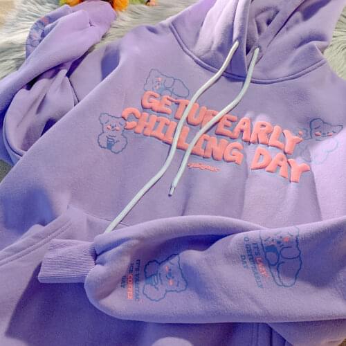 New Hip Hop Graphic Hoodie Women Funny Bear Printed Streetwear Oversized Pullovers 2021 Autumn New Harajuku Casual Teens Clothes