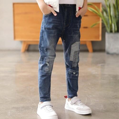 IENENS Kids Boys Jeans Children Clothes Classic Pants Children Denim Clothing Baby Boy Casual Bowboy Long Trousers 5-13Y