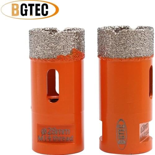 BGTEC 2pcs 28mm Vacuum brazed diamond drilling bits M14 thread drill core bits porcelain tile, granite, marble hole saw crown