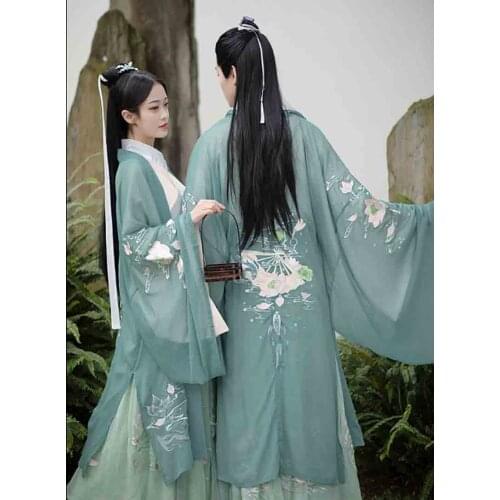 Green Embroidery Hanfu Men&Women Chinese Traditional Adult Cosplay Costume Fancy Dress Hanfu Jacket For Women&Men Plus Size XL