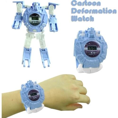 Creative Kids Electronic Digital Watch ABS Decorative Wear Personality Especially Cartoon Robot Trasformation Wristwatch