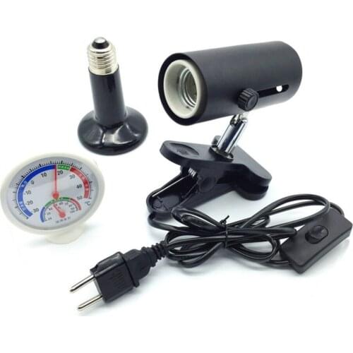 Reptile Lamp Kit with Clip-on Ceramic Light Holder Turtle Basking UV Heating Lamp Heating Reptile Lamp Holder With Switch Clip