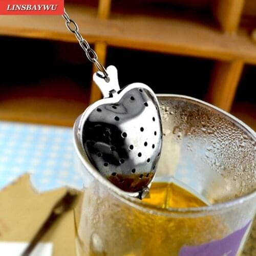 LINSBAYWU 1pcs New Heart Shaped Tea Infuser Spoon Strainer Stainless Steel Steeper Handle Shower Wholesale