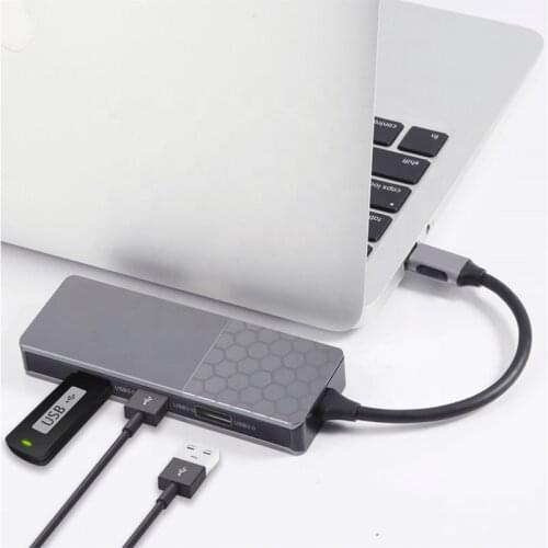 Multifunctional USB Hub with Type C connector 7 in 1 multi port Adapter USB 3.0 Ports Notebooks Pass Through Charging
