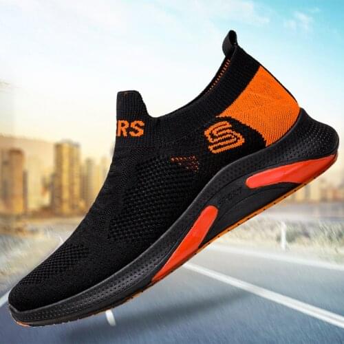 Fashion trend breathable flying woven casual sports shoes mens shoes 2021 new spring one-step mens shoes