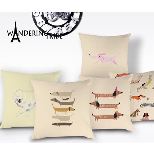 Cute Dachshund Dog Cushion Cover Cute Animal Throw Pillow Case 45x45 High Quality Bed Chair Dog Children Pillows Covers Kissen