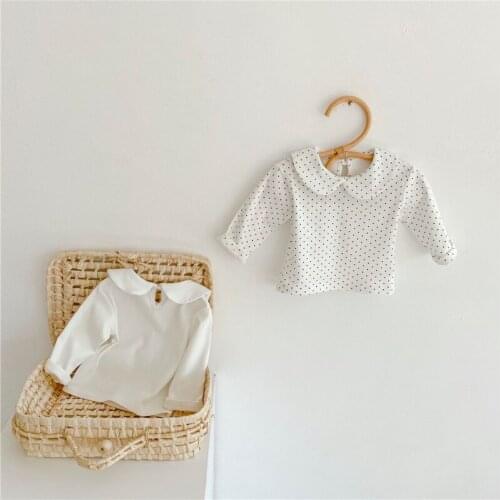 2021 Spring New Baby Girls Blouse Cotton Long Sleeve T-shirt For Toddler Girl Fashion Cute Peter Pan Collar Infant Baby Clothing