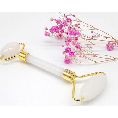 The New Rose Quartz Sawtooth Roller Gouache Scraper Face Massager Natural Jade Roller Stone For Facial Massage Skin Beauty Care
