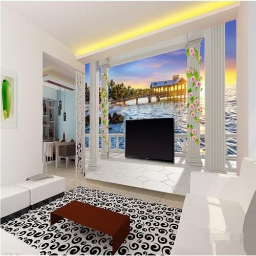 Beibehang Wallpaper Custom Mural Decorative Background 3D Stereo Blue Marine Corridor Coffee Modern Art Hotel Mural papel em 3d