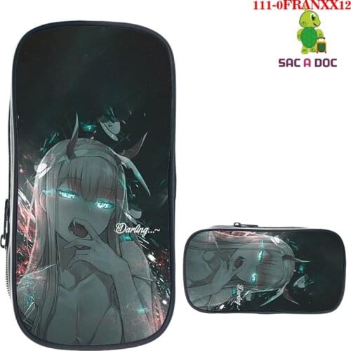 Anime Zero Two Darling In The FranXX Cosmetic Cases Pencil Bag Boy Girl Kids Pencil Box Teenager School Stationary Bag Best Gift