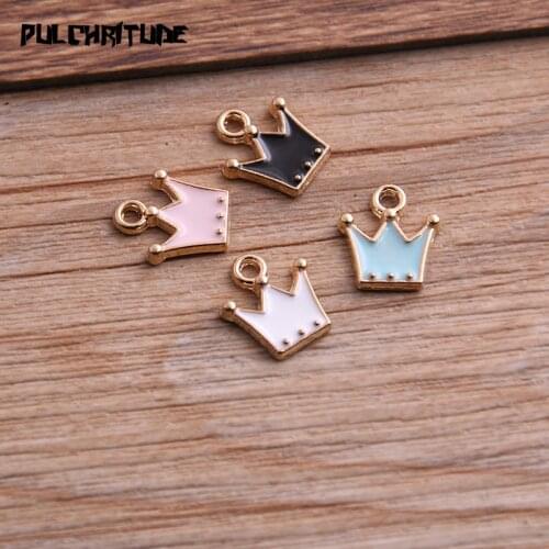 30pcs 11*12mm Four Color Alloy Metal Drop Oil Crown Charms Pendant For DIY Bracelet Necklace Jewelry Making