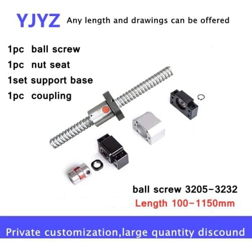 Direct high-precision ball screw 3205-3232 (100-1150mm) no end machined + nut + fixed seat + support seat + coupling + nut seat
