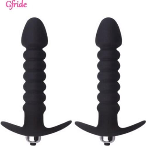 Vibrating rear court threaded silicone anal plug double ring lock fine ring adult sex toys