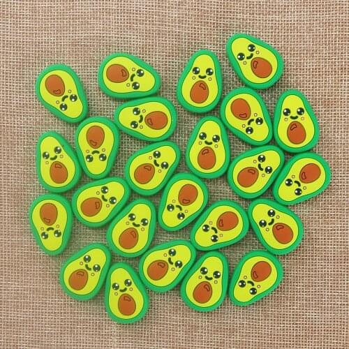 Chenkai 10PCS Silicone Avocado Beads Baby Nursing Pacifier BPA Free DIY Soothing Pendant Bracelet Necklace Toy Accessories