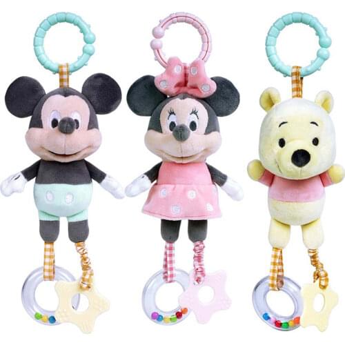Original Disney Infant Silicone Teether Plush Toys for baby toys 0 12 months Mickey Mouse Winnie Pooh Stitch Stich Donald Duck