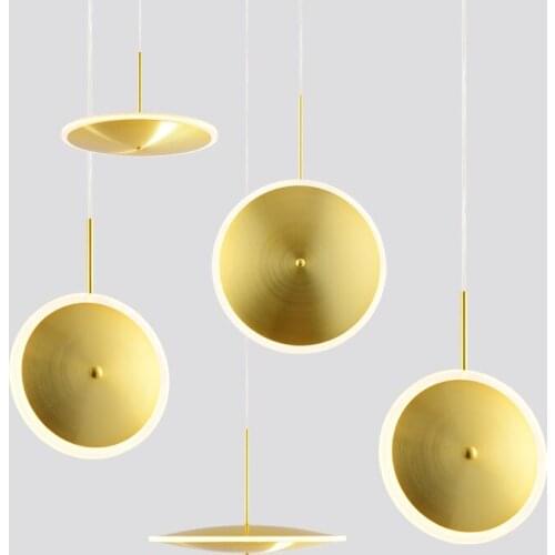 Nordic creative dining room LED chandelier lights Gold simple bar bedroom bedside lamp post-modern living room UFO hanging lamp