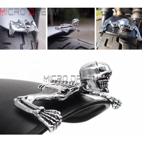 Skeleton Skull Chrome Statue Fender Visor Ornament 85mm 7 inch 7" Headlight 5.75" Headlamp Visor Trim For Harley Sportster Dyna