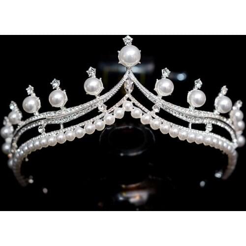 Bridal Crown Headdress New Pearl Hair Crown Wedding Crown Headband Accessories Birthday Crown