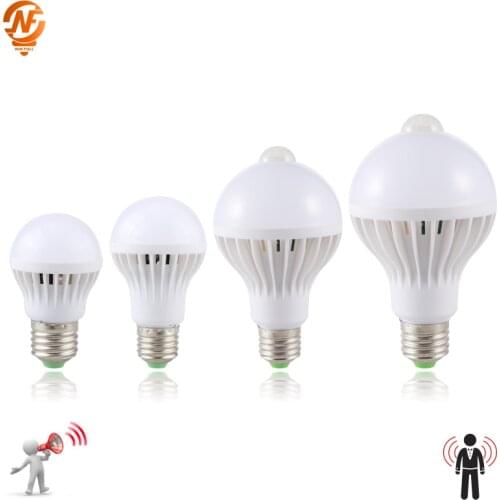 LED PIR Motion Sensor Lamp 3W 5W 220v Led Bulb 7W 9W Auto Smart Led PIR Infrared Body Sound Light E27 Motion Sensor Light