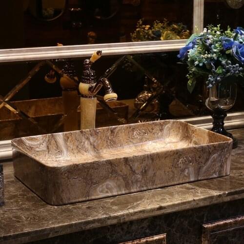 Increase imitation marble rectangle Europe style chinese washbasin hand made Decorative Sinks