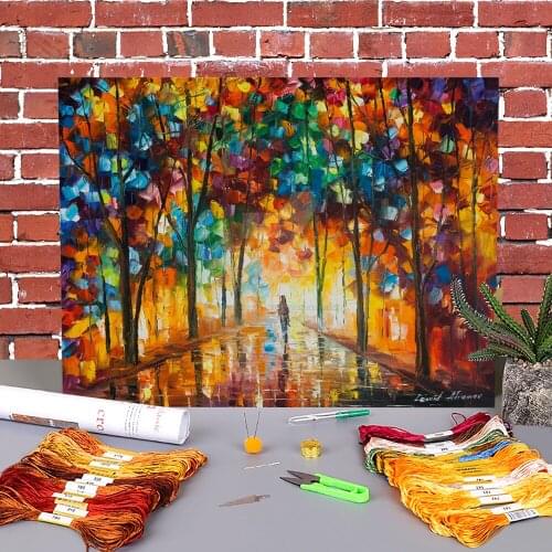 Fading Into The Autumn Pre-Printed 11CT Cross-Stitch Embroidery Patterns DMC Threads Handicraft Handiwork Handmade Decor