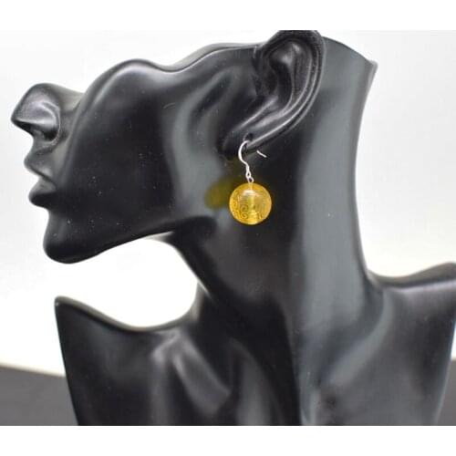 Amber round carved 8/10/12/14/16mm and s925 hook earrings FPPJ wholesale Xmas gift