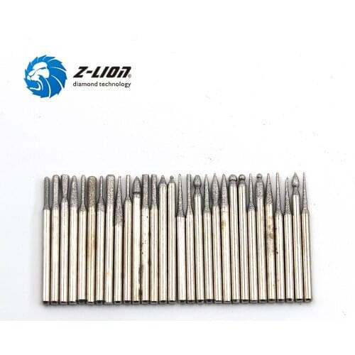 Z-LION 3mm Electric Grinding Head Alloy Electric Grinding Needle Electroplated Diamond Grinding Head Grinding Needle 30 Piece