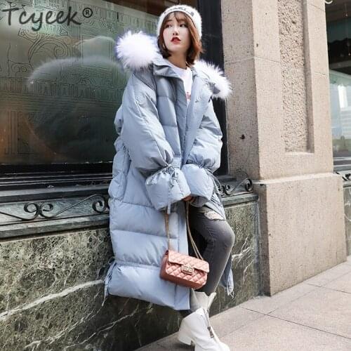 Women Winter Down Jacket XLong Down Coat Female Large Raccoon Fur Hood Warm Clothes Thick Warm Ladies Jackets Coats Hiver 19001