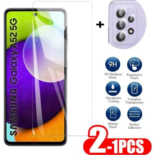 1-2Pcs Screen Glass For Samsung A52 a 52 Screen + Camera Protector On For samsung a32 a72 a42 a12 m12 screen Lens Tempered Glass