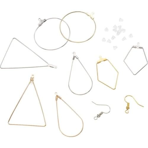 1Set Brass Earring Findings Plastic Ear Nuts Polygon Triangle Teardrop Ring Shape for DIY Earrings Jewelry Making Accessories