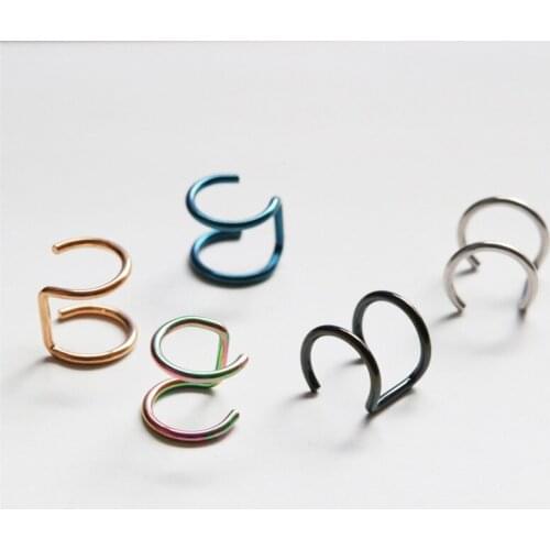 1pc Nonperforated Titanium Steel U-shaped Double Ring False Ear Nail Simple Trendy Stainless Steel Ear Clip Women Jewelry
