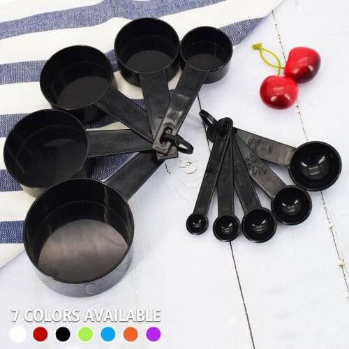 10pcs 7 Color Measuring Cups And Measuring Spoon Scoop Silicone Handle Kitchen Measuring Tool FreeShipping