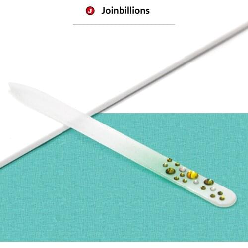 13cm long Manicure Glass Nail File in Gradient Color and with Acrylic Rhinestone