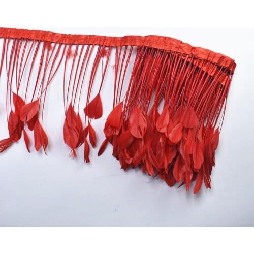 2Yards/Lot Red Natural Goose Feather Trim Feathers Ribbon 10-15cm/4-6" Wedding Feathers Decoration Feathers for Clothes Plumas