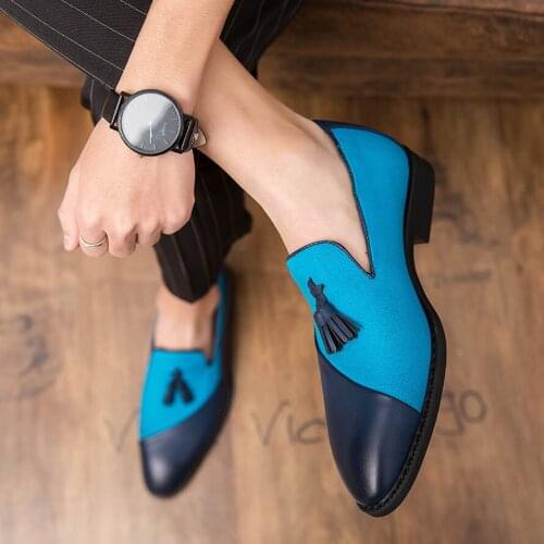 2021 New Arrival Men Glitter Charm Tassel Mixed Color Oxford Formal Shoes Male Wedding Prom Homecoming Sapato Social Masculino