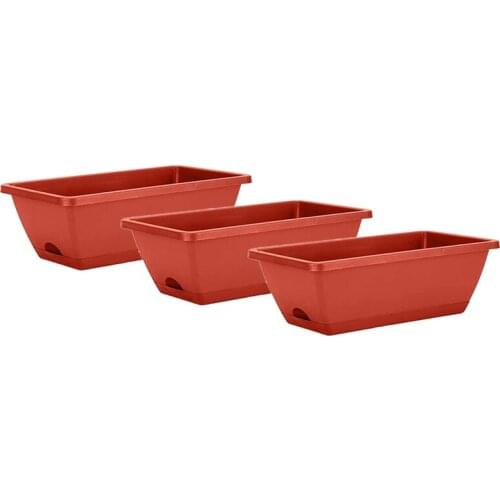 3 Pack 19.6 Inches Window Box Rectangular Planters with Trays,Flower Pot Plant Growing Container for Patio,Balcony,Porch